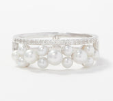 Honora Sterling Silver Cultured Pearl & White Topaz Ring, Size 8